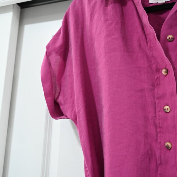 Maison 123 Small Belted Button Down Shirt Dress in Purple Pink - Picture 4 of 9